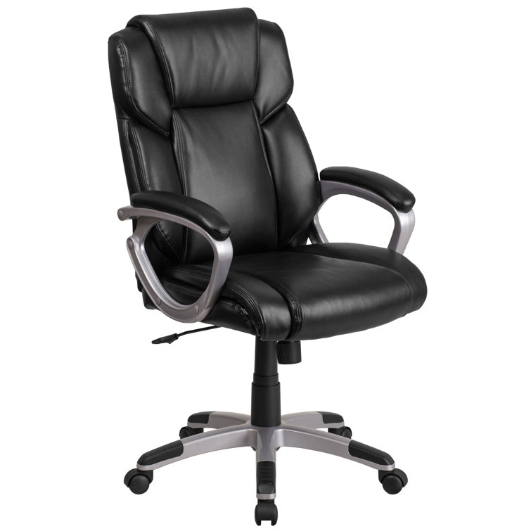 Kalman Mid Back LeatherSoft Executive Swivel Office Chair with Padded Arms